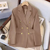 Women's Long-Sleeve Blazer with Double-Breasted Design