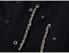 Women's Oversized Black Blazer with Sequin Lapels and Chain Detail