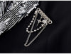 Women's Oversized Black Blazer with Sequin Lapels and Chain Detail
