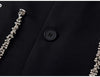 Women's Oversized Black Blazer with Sequin Lapels and Chain Detail
