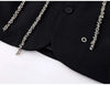 Women's Oversized Black Blazer with Sequin Lapels and Chain Detail