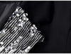Women's Oversized Black Blazer with Sequin Lapels and Chain Detail