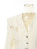 Women's Beige Jacquard Blazer with a V-Neck and Loose Fit