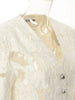 Women's Beige Jacquard Blazer with a V-Neck and Loose Fit