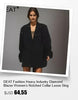Women's Beige Jacquard Blazer with a V-Neck and Loose Fit