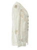 Women's Beige Jacquard Blazer with a V-Neck and Loose Fit