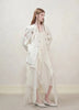 Women's Beige Jacquard Blazer with a V-Neck and Loose Fit