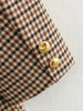 Women's KONDALA Fall Winter Office Houndstooth Blazer Vintage Single Breasted Elegant Shrug Button Blazer