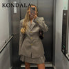 Women's KONDALA Fall Winter Office Houndstooth Blazer Vintage Single Breasted Elegant Shrug Button Blazer