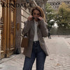 Women's KONDALA Fall Winter Office Houndstooth Blazer Vintage Single Breasted Elegant Shrug Button Blazer