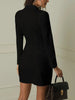 Women's Long-Sleeve Blazer Dress with a Double-Breasted Front in Black or White