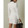 Women's Long-Sleeve Blazer Dress with a Double-Breasted Front in Black or White
