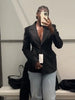 Women's Black Commute Blazer with a Deep V-Neck and Cinched Waist