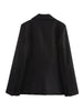 Women's Black Commute Blazer with a Deep V-Neck and Cinched Waist