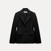 Women's Black Commute Blazer with a Deep V-Neck and Cinched Waist