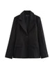 Women's Black Commute Blazer with a Deep V-Neck and Cinched Waist