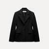 Women's Black Commute Blazer with a Deep V-Neck and Cinched Waist