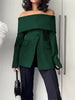 Women's Off-the-Shoulder Blazer with a Split-Front Zipper
