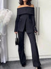 Women's Off-the-Shoulder Blazer with a Split-Front Zipper