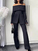 Women's Off-the-Shoulder Blazer with a Split-Front Zipper