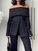 Women's Off-the-Shoulder Blazer with a Split-Front Zipper