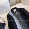 Women's Black Grey Atitching Contrast Blazer Autumn Retro Design Sense Silhouette Loose Thin Suit Top