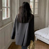 Women's Relaxed Blazer Coat with a Back Slit in Black Purple Gray or Raspberry