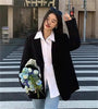 Women's Relaxed Blazer Coat with a Back Slit in Black Purple Gray or Raspberry