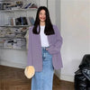 Women's Relaxed Blazer Coat with a Back Slit in Black Purple Gray or Raspberry