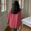 Women's Relaxed Blazer Coat with a Back Slit in Black Purple Gray or Raspberry