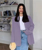 Women's Relaxed Blazer Coat with a Back Slit in Black Purple Gray or Raspberry