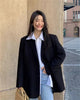 Women's Relaxed Blazer Coat with a Back Slit in Black Purple Gray or Raspberry