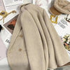 Women's Beige Double-Breasted Blazer with Notched Lapels and Textured Fabric