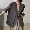 Women's Relaxed-Fit Blazer with a Single-Button Front in Gray or Black