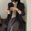 Women's Relaxed-Fit Blazer with a Single-Button Front in Gray or Black