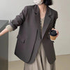 Women's Relaxed-Fit Blazer with a Single-Button Front in Gray or Black