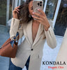 Women's Slim-Fit Single-Button Blazer with Pockets in Beige or Black