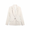 Women's Slim-Fit Single-Button Blazer with Pockets in Beige or Black