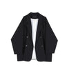 Women's Oversized Long-Sleeve Blazer with a Turn-Down Collar in Black or Apricot