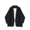 Women's Oversized Long-Sleeve Blazer with a Turn-Down Collar in Black or Apricot