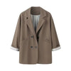 Women's Oversized Long-Sleeve Blazer with a Turn-Down Collar in Black or Apricot