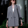 Women's Double-Breasted Blazer with Notched Lapels and Front Pockets