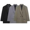 Women's Double-Breasted Blazer with Notched Lapels and Front Pockets