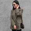 Women's Double-Breasted Blazer with Notched Lapels and Front Pockets