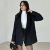 Women's Double-Breasted Blazer with Notched Lapels and Front Pockets