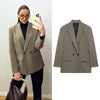 Women's Oversized Blazer with Long Sleeves in Black Gray or Army Green