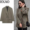 Women's Oversized Blazer with Long Sleeves in Black Gray or Army Green