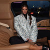 Women's Oversized Printed Blazer with Notched Lapels and a Loose Fit