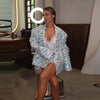 Women's Oversized Printed Blazer with Notched Lapels and a Loose Fit
