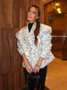 Women's Oversized Printed Blazer with Notched Lapels and a Loose Fit